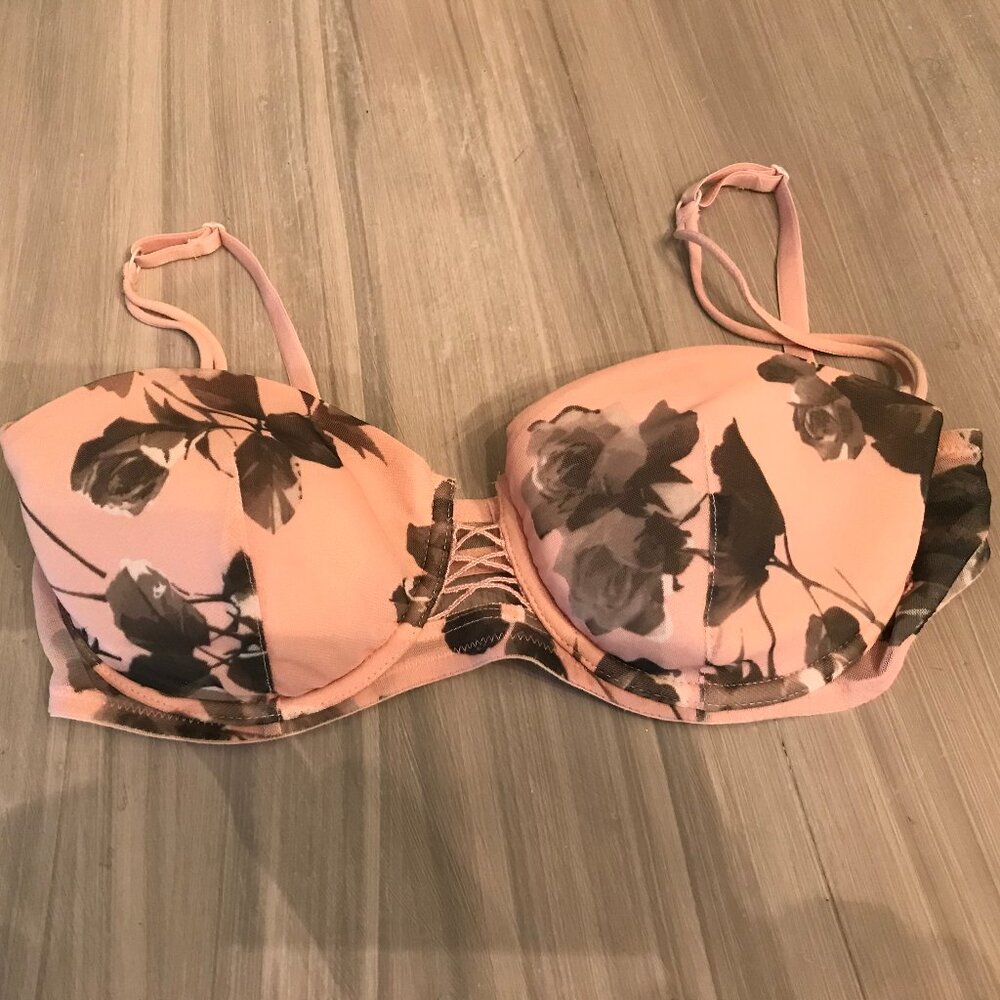 Silk And Satin Ladies Bra Pink And Grey Color Size 36B $5.00 AS AN ADD ON